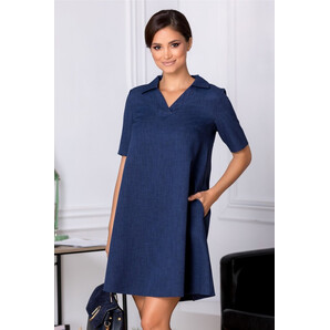 Rochie Amber bleumarin office evazata