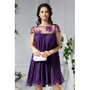 Rochie Artista Dilara mov cu broderie