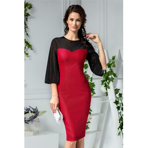 Rochie Bernice rosie midi de ocazie