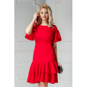 Rochie Brise Oleana rosie cu volanase