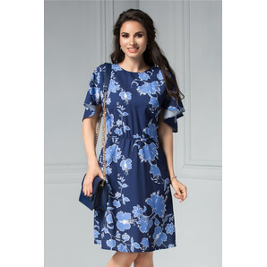 Rochie Brise Patsy bleumarin cu impreumeu floral albastru