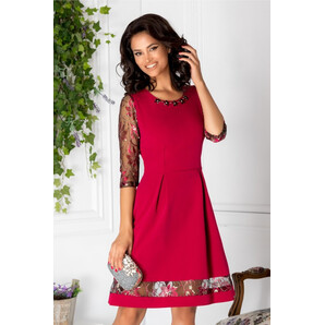 Rochie Keira bordo de ocazie cu dantela