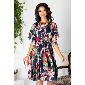 Rochie Leonard Collection bleumarin cu imprimeu floral colorat