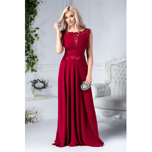 Rochie Leonard Collection bordo cu broderie