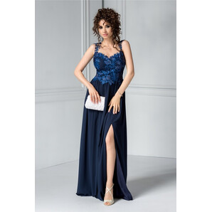 Rochie Leonard Collection lunga bleumarin de seara