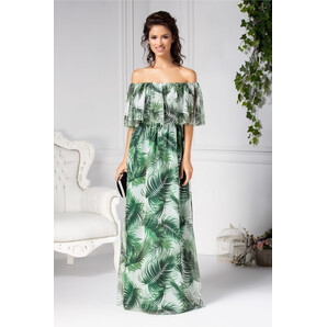 Rochie Leonard Collection lunga vaporoasa cu imprimeu tropical