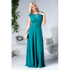 Rochie Leonard Collection lunga verde cu broderie