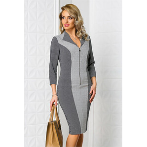 Rochie Leonard Collection Relia gri office cu fermoar