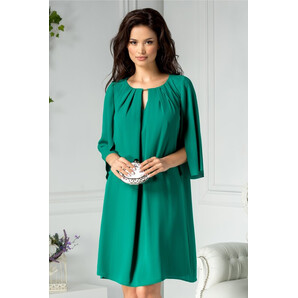 Rochie Leonard Collection verde lejera cu pliuri la bust