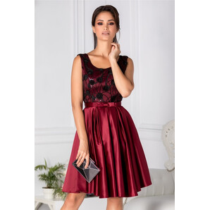 Rochie Lexa de ocazie bordo cu broderie la bust