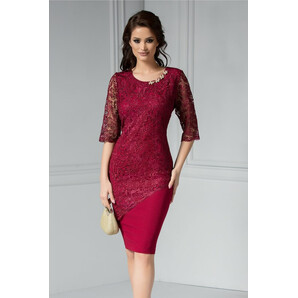 Rochie Malvina bordo de ocazie din dantela