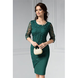 Rochie Malvina verde de ocazie din dantela