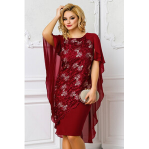 Rochie Marta bordo de ocazie cu broderie eleganta