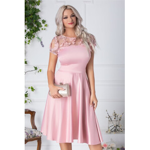 Rochie Oana roz de ocazie cu flori 3D la bust