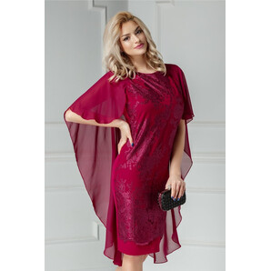 Rochie Pandora bordo cu broderie si voal