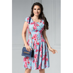 Rochie Rosie bleu cu imprimeu floral roz