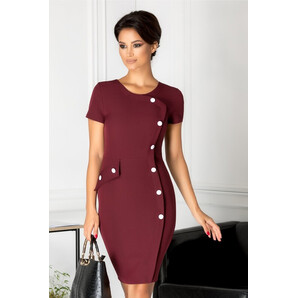 Rochie Simina bordo office cu nasturi