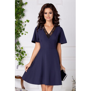 Rochie Soraya bleumarin scurta cu dantela la bust