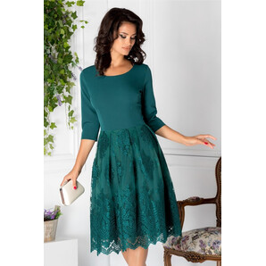 Rochie Talida verde midi cu broderie