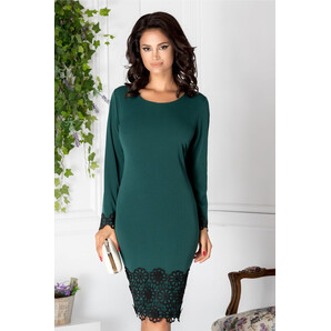 Rochie Vera verde midi cu broderie la tiv