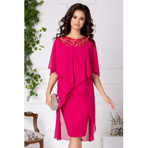 Rochie Verona fucsia de ocazie cu broderie si voal