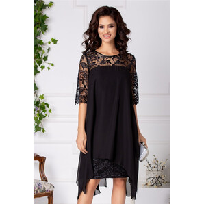 Rochie Verra neagra vaporoasa din voal si dantela