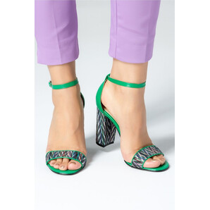 Sandale dama verzi cu insertii colorate