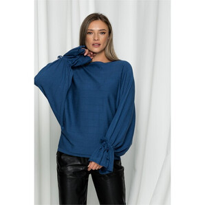 Bluza Betty albastra lejera cu maneci clopot