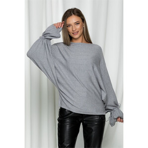 Bluza Betty gri lejera cu maneci clopot