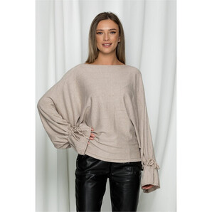 Bluza Betty taupe lejera cu maneci clopot
