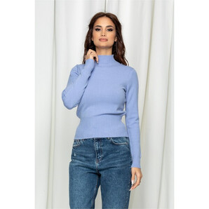 Bluza Bia bleu din tricot cu guler