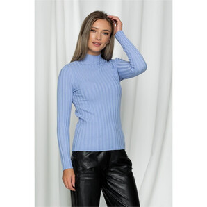 Bluza Cami bleu din tricot reiat