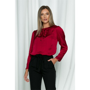 Bluza Dy Fashion bordo cu detaliu tip fundita la baza gatului