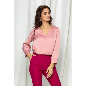 Bluza Dy Fashion roz cu decolteu in V