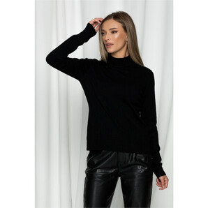 Bluza Ioana neagra cu guler la baza gatului