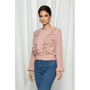 Bluza Karina roz cu dantela pe bust