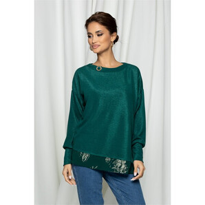 Bluza Ramona verde cu aplicatie metalica