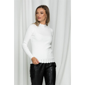 Bluza Samia alba cu guler cu model