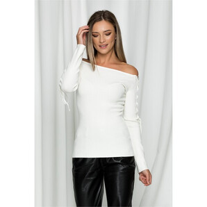 Bluza Sorana alba cu snur pe maneci