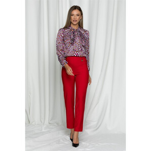 Pantaloni LaDonna rosii cu nasturi aurii