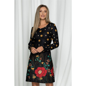 Rochie Ada neagra cu imprimeu floral