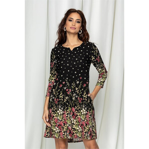 Rochie Alina neagra cu imprimeu floral