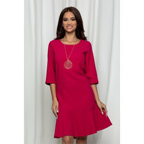 Rochie Aurora fucsia cu volan la baza