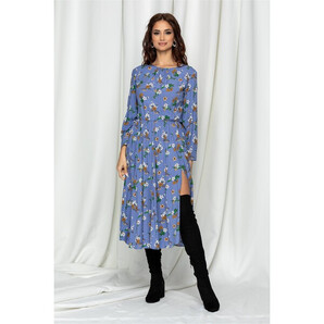 Rochie Dy Fashion bleu cu imprimeu floral