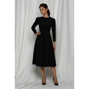 Rochie Dy Fashion neagra cu pliuri ce pleaca din talie