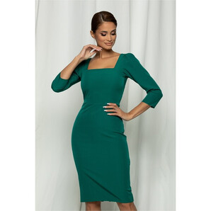 Rochie Dy Fashion verde cu decolteu patrat si cordon