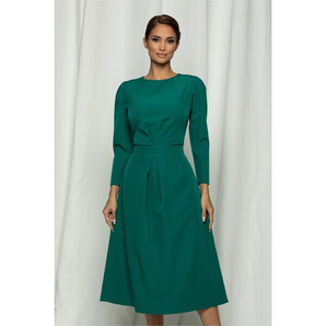 Rochie Dy Fashion verde cu pliuri ce pleaca din talie