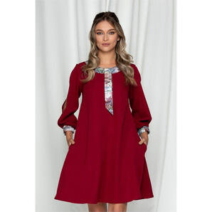 Rochie Ella Collection Adela bordo cu maneci decupate