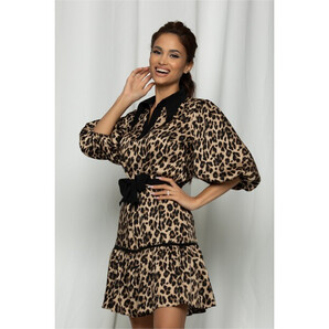 Rochie LaDonna animal print cu volanas la baza