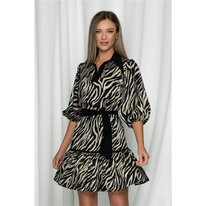 Rochie LaDonna zebra cu volanas la baza